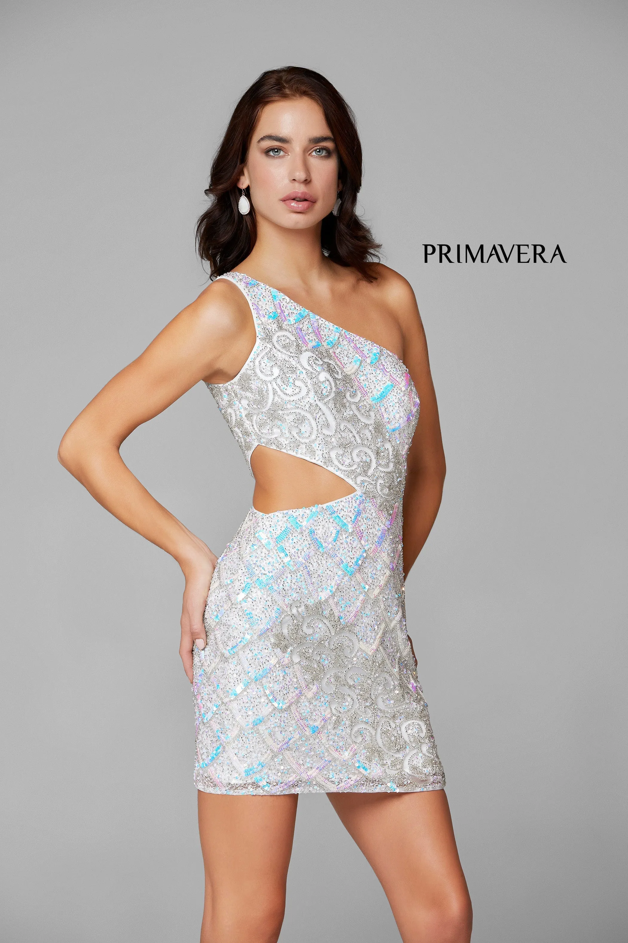 Primavera Couture 3504 Size 0 Gold Cocktail Dress One shoulder sequins