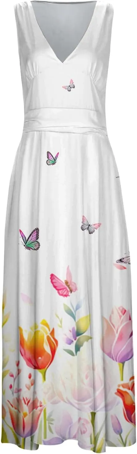 PTOLOCIF Women's Stripe Print Fashionable Casual Sleeveless Casual Pocket Print Dress Dresses Casual Fall