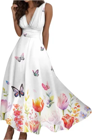 PTOLOCIF Women's Stripe Print Fashionable Casual Sleeveless Casual Pocket Print Dress Dresses Casual Fall