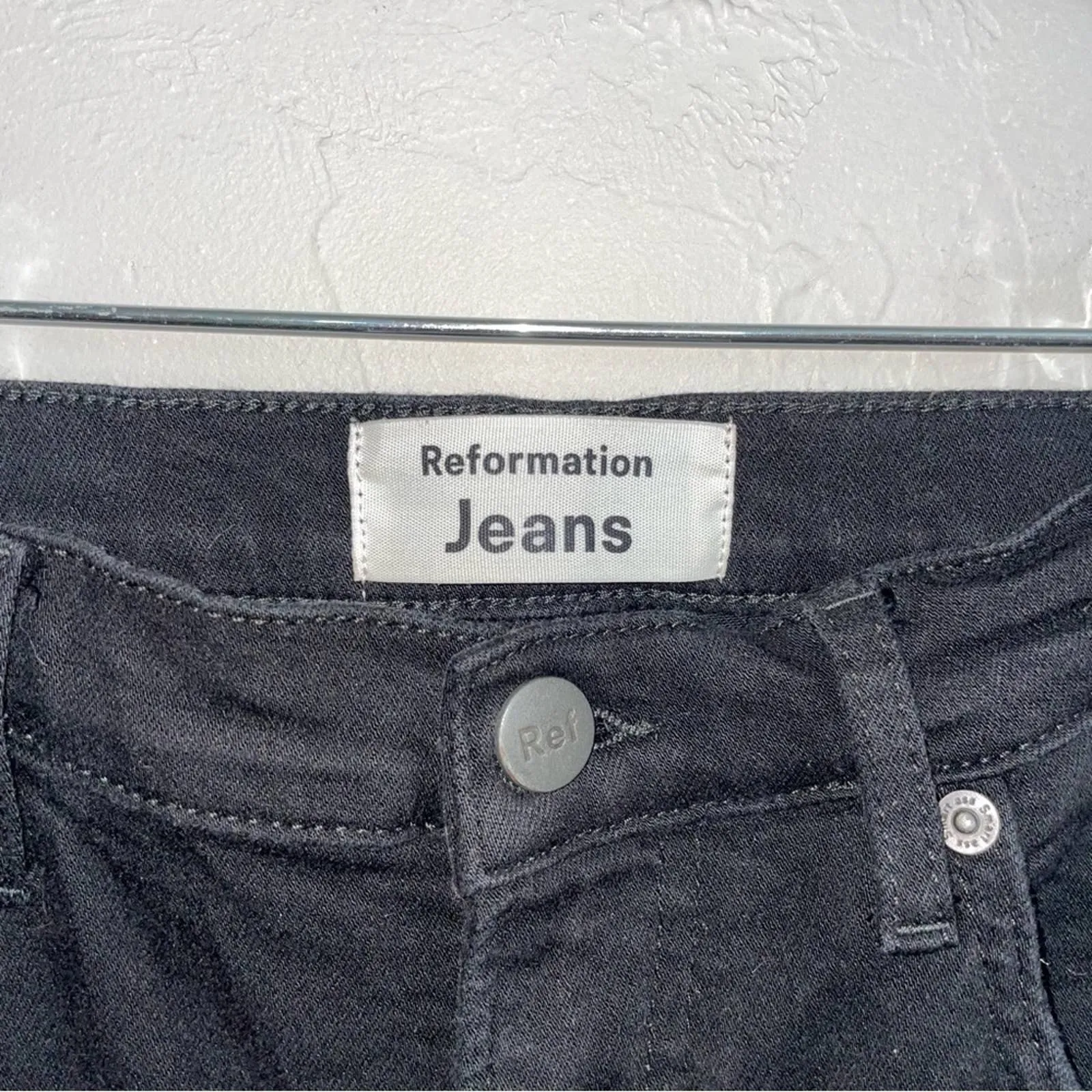 Reformation High & Skinny Black Denim High Rise Skinny Jeans (28)
