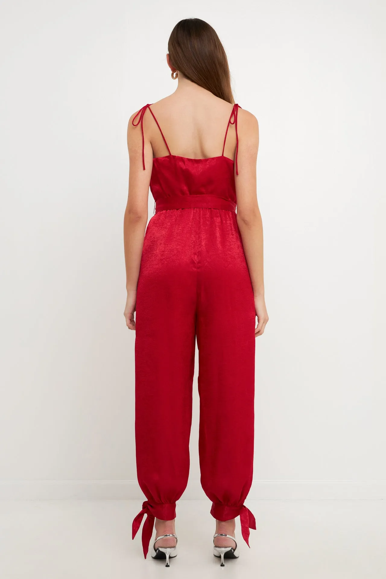 Side Bow Tie Slit Jumpsuit