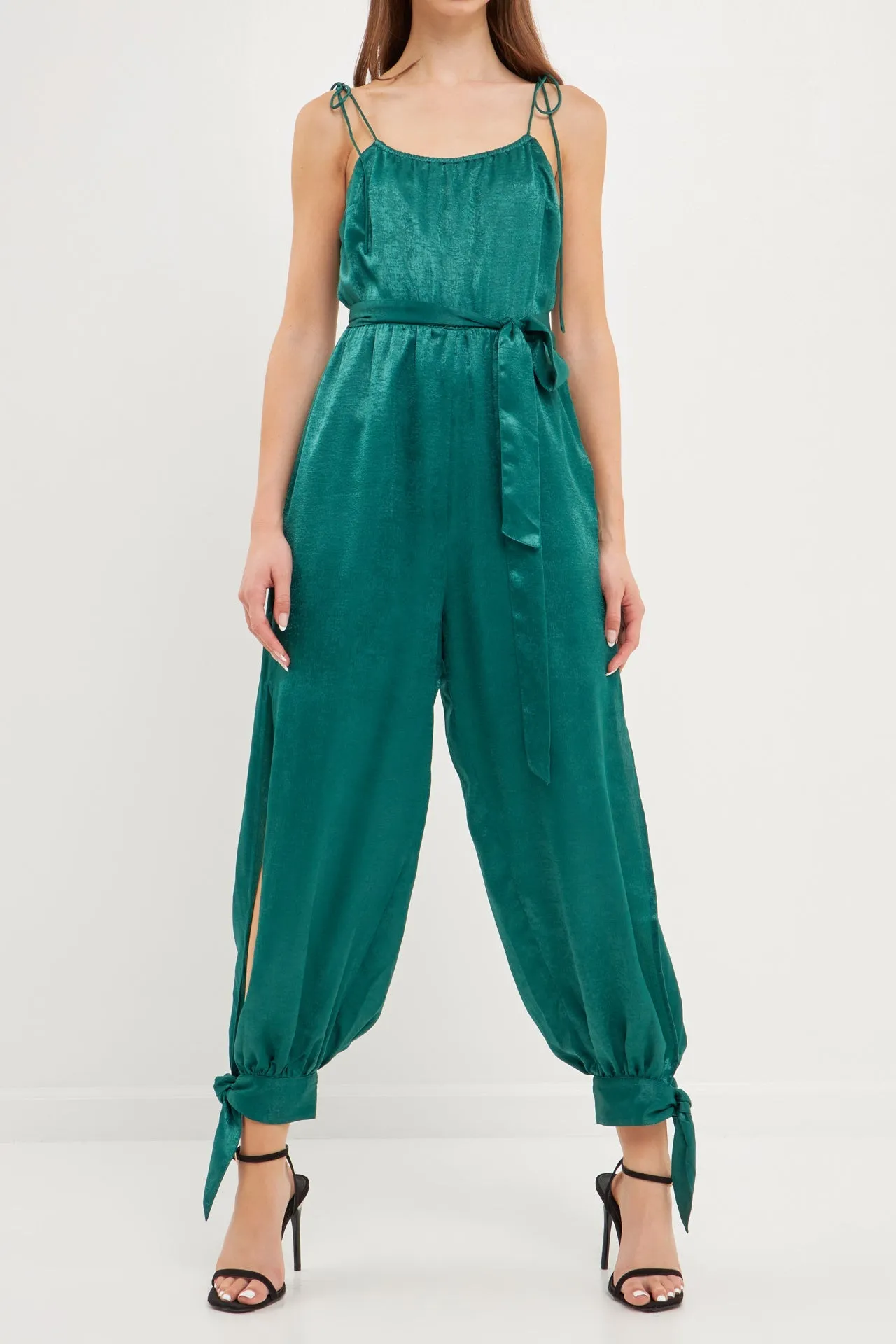 Side Bow Tie Slit Jumpsuit