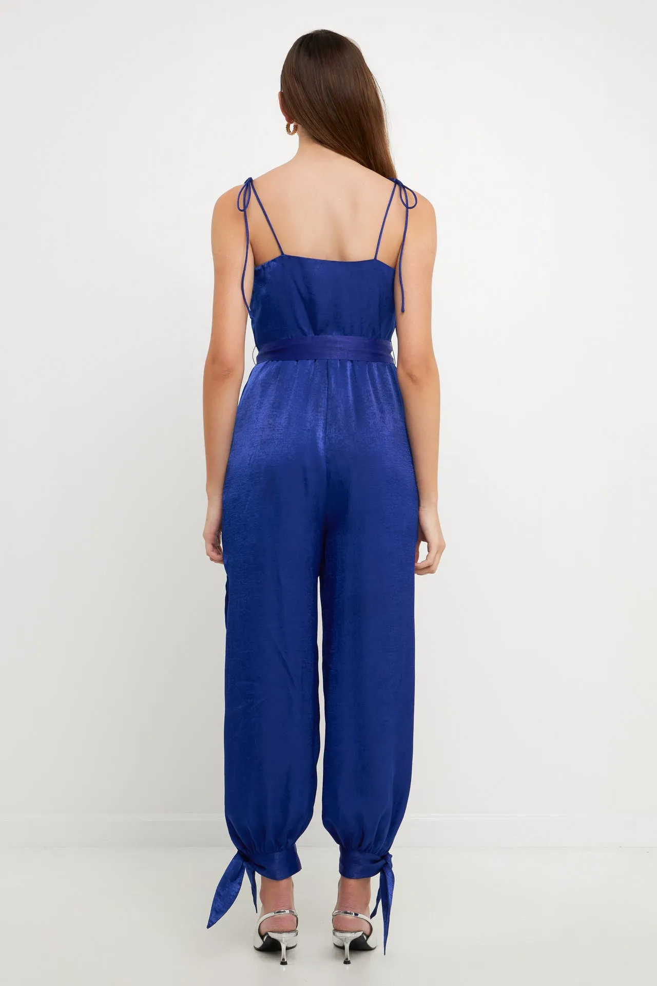 Side Bow Tie Slit Jumpsuit