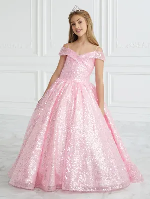 Tiffany Princess 13679 Girls Sequin Pageant Dress off the Shoulder Ball Gown Cinderella Formal