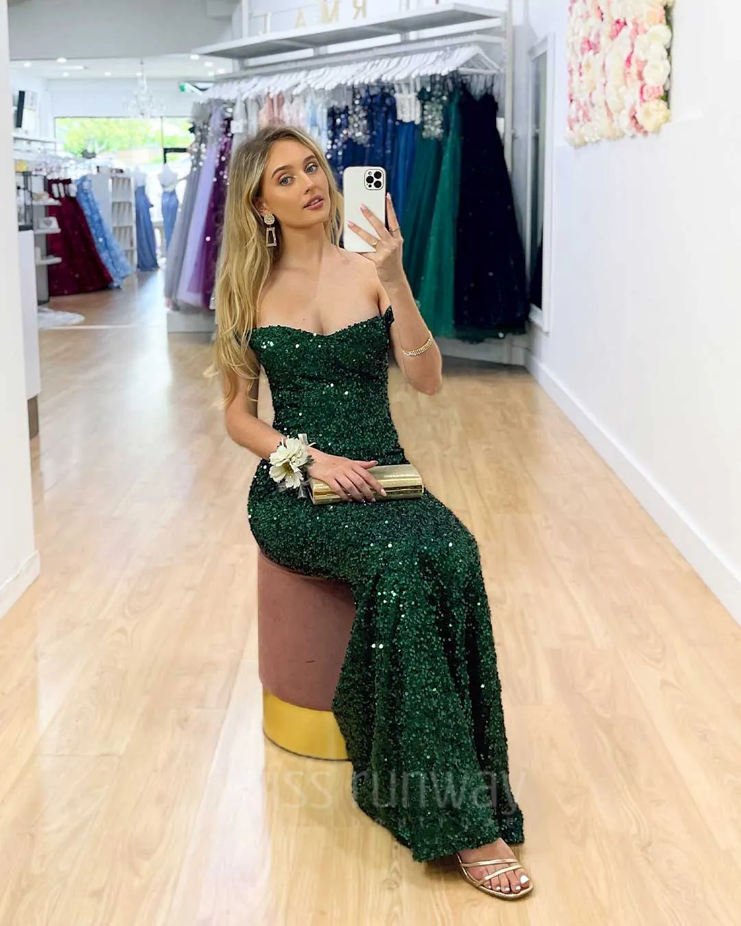 Valerie Sequin Gown - Emerald Green [HIRE]