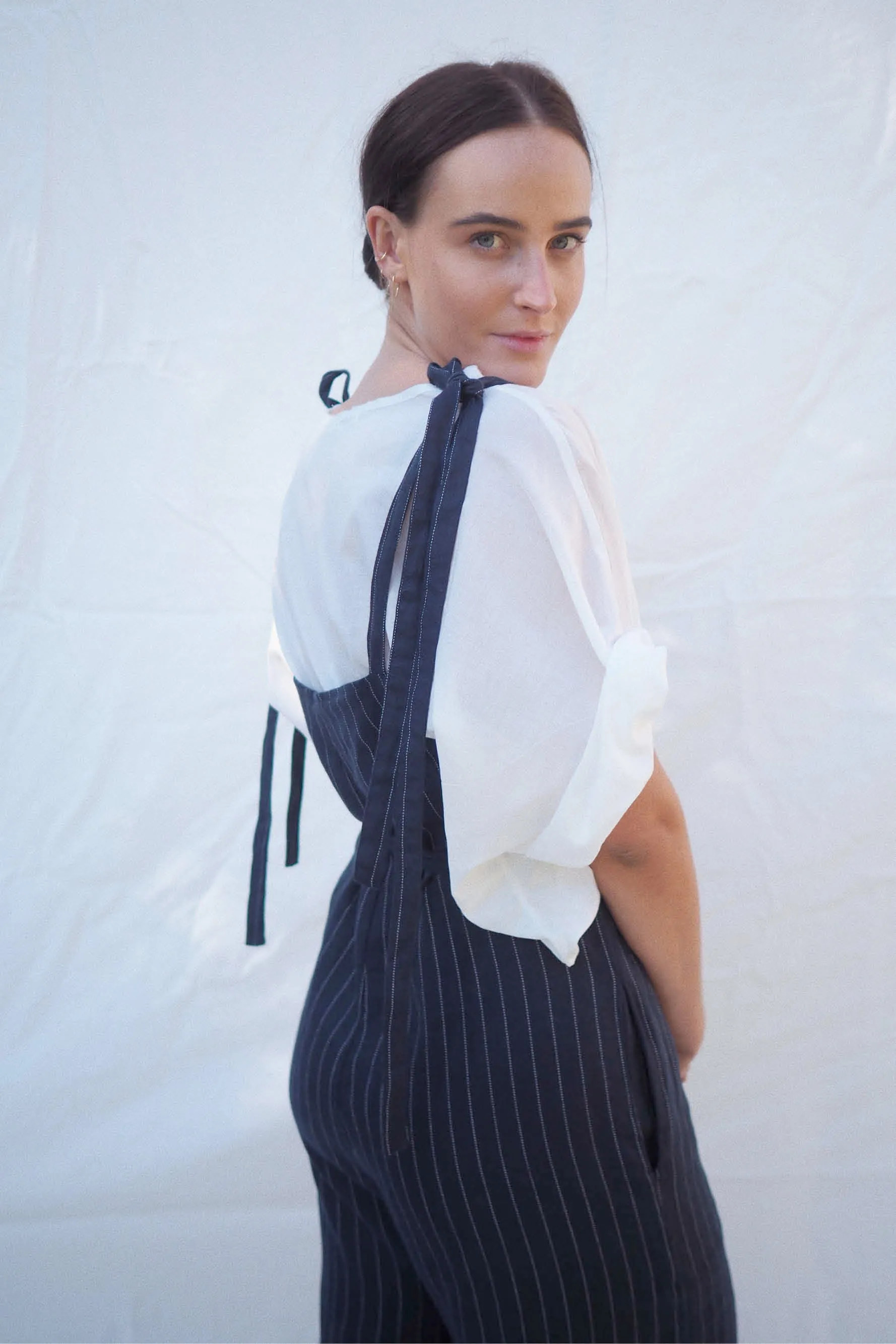Wilde Linen Jumpsuit Navy Pinstripe