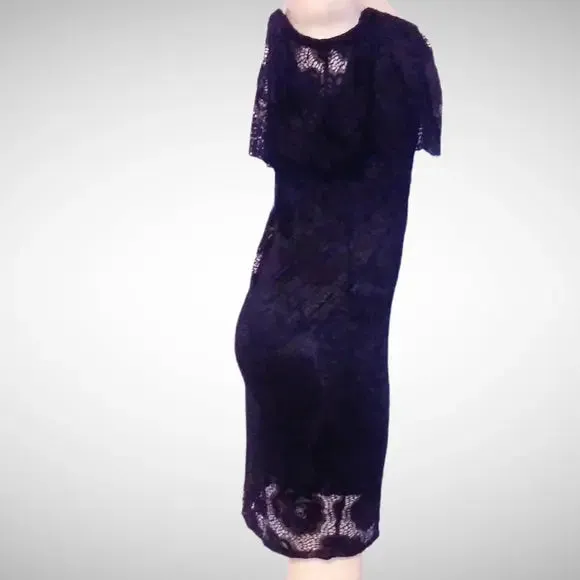 Women's Black Rose Petals and Lace Dress