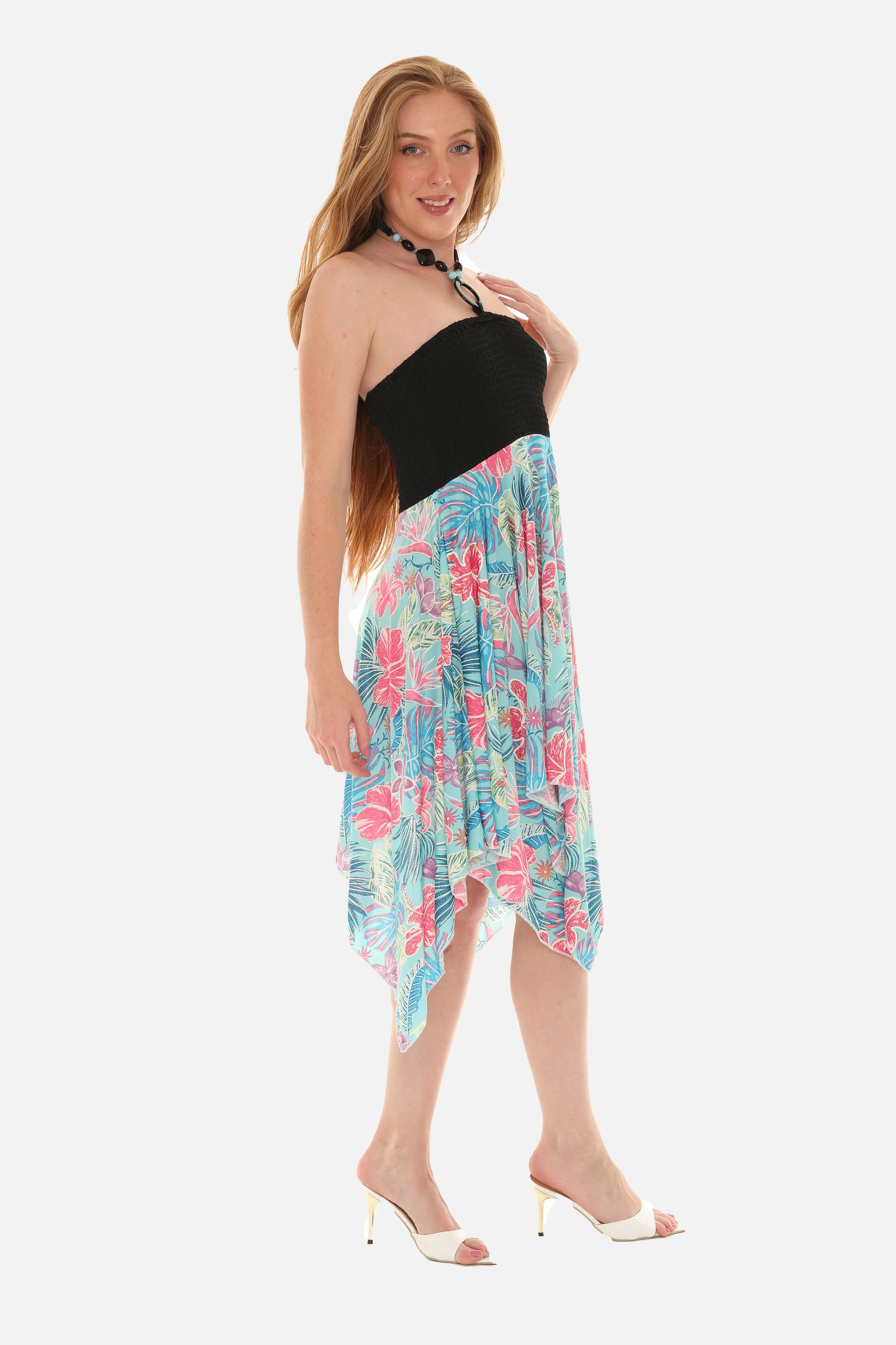 Women's Floral Smoked Bodice Dress
