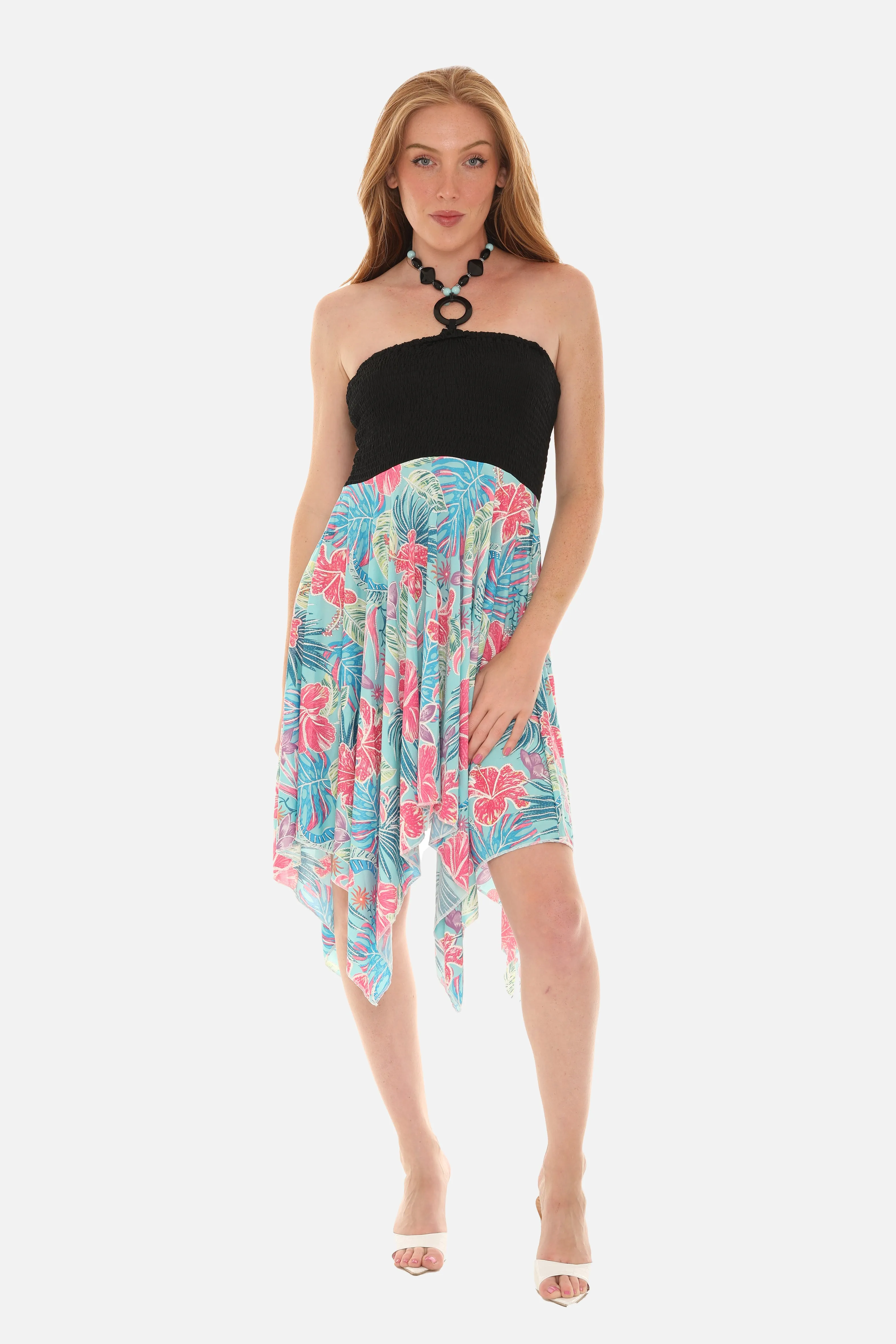 Women's Floral Smoked Bodice Dress