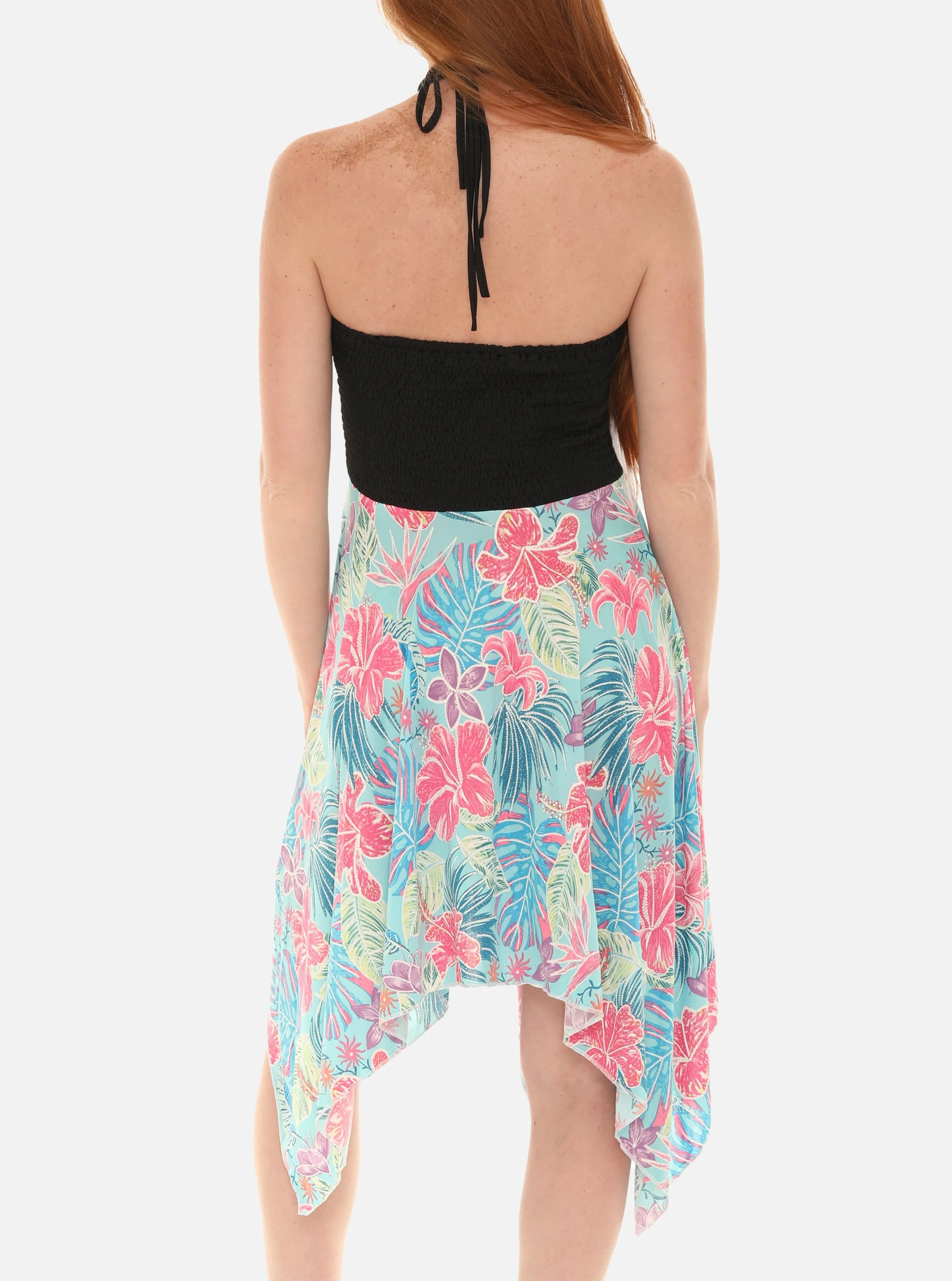Women's Floral Smoked Bodice Dress