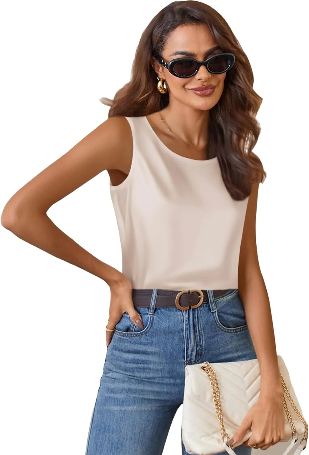 Zeagoo Satin Top Women's Elegant Silk Top Basic Blouse (DE Only)
