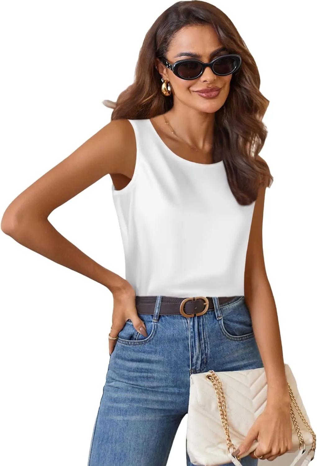 Zeagoo Satin Top Women's Elegant Silk Top Basic Blouse (DE Only)